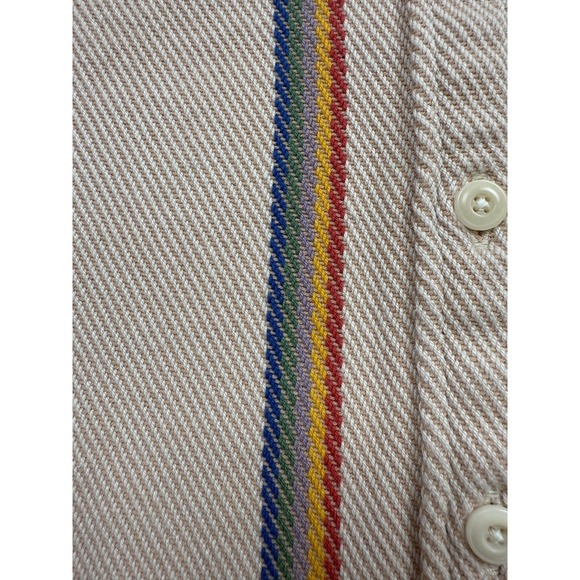 Outerknown Shirt Womens XS/S Tan Striped Blanket Shirt Organic Cotton Twill - Picture 13 of 16